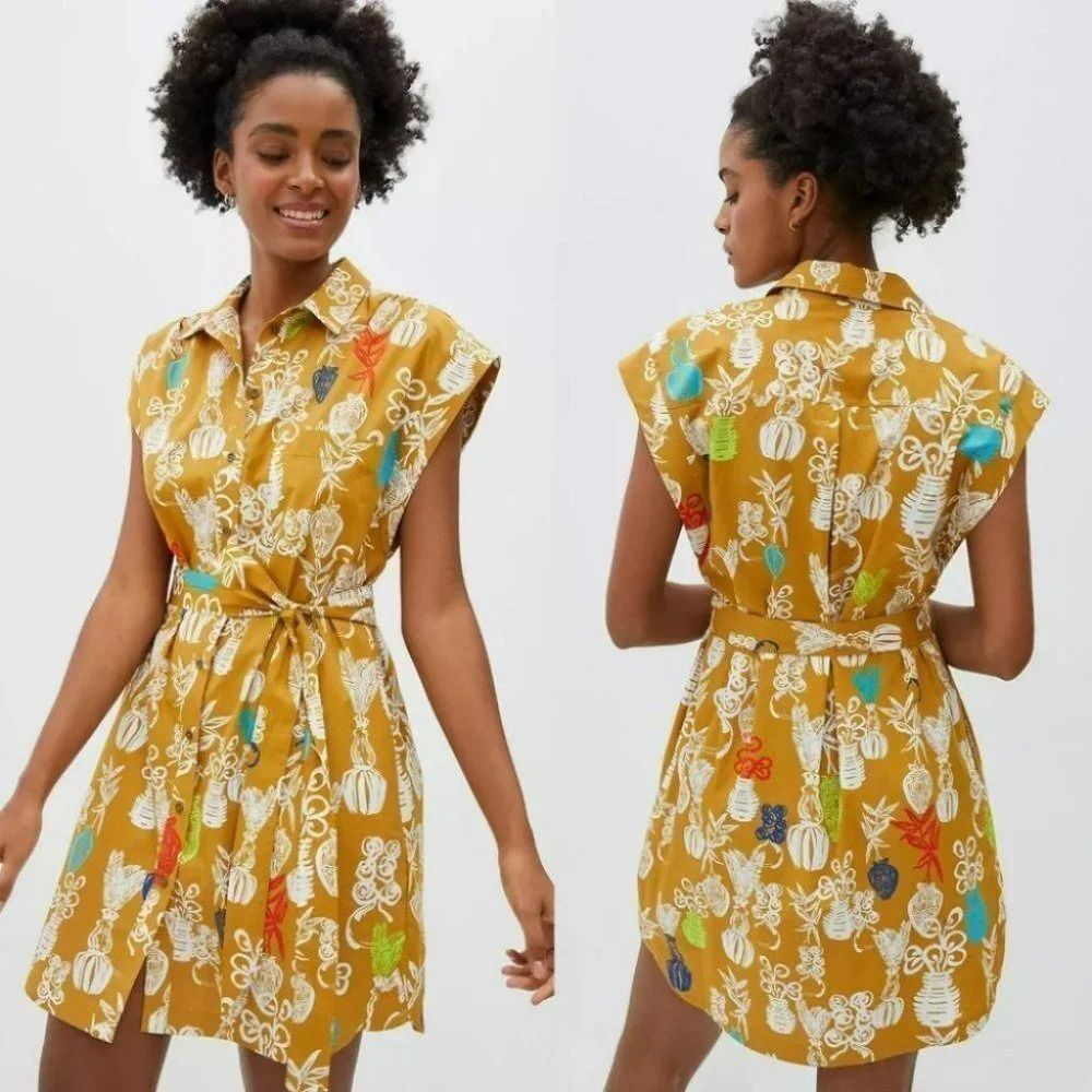 Anthropologie Maeve Toni Tunic Dress Size Medium Side Pockets Cotton